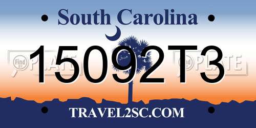 15092T3 South Carolina License Plate