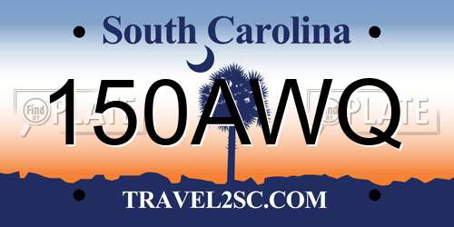 150AWQ South Carolina License Plate