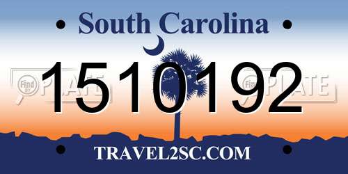 1510192 South Carolina License Plate
