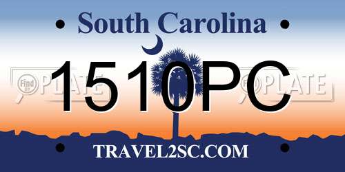 1510PC South Carolina License Plate