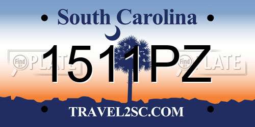 1511PZ South Carolina License Plate