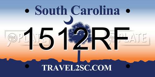 1512RF South Carolina License Plate