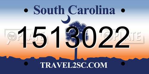 1513022 South Carolina License Plate