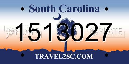 1513027 South Carolina License Plate