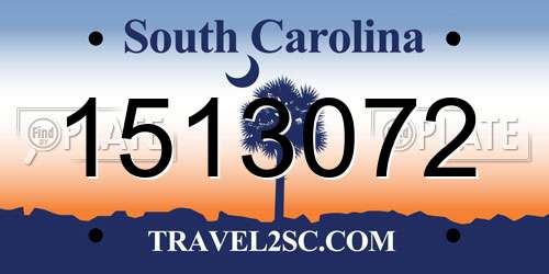 1513072 South Carolina License Plate
