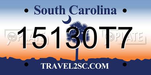 15130T7 South Carolina License Plate