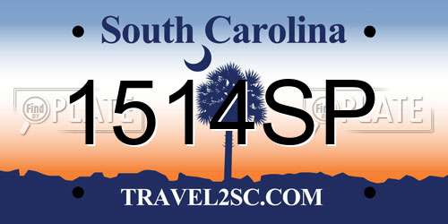 1514SP South Carolina License Plate