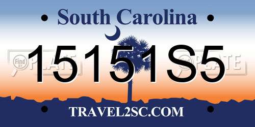 15151S5 South Carolina License Plate