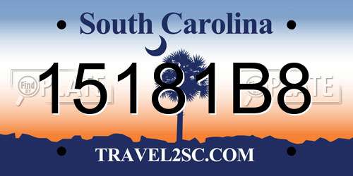 15181B8 South Carolina License Plate