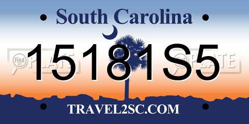 15181S5 South Carolina License Plate