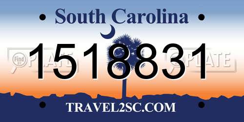 1518831 South Carolina License Plate