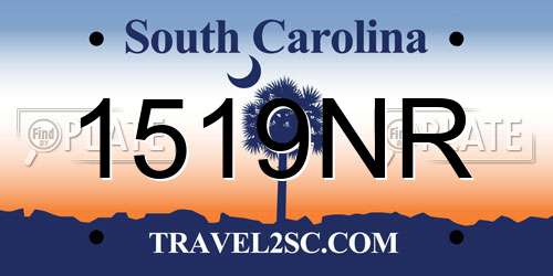 1519NR South Carolina License Plate