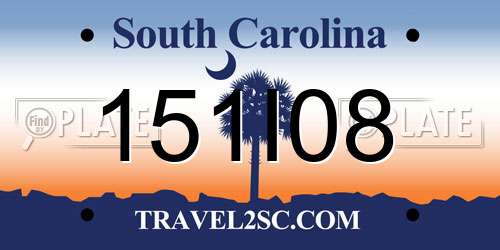 151I08 South Carolina License Plate