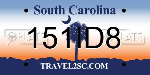 151ID8 South Carolina License Plate