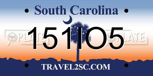 151IO5 South Carolina License Plate