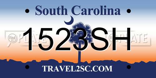 1523SH South Carolina License Plate
