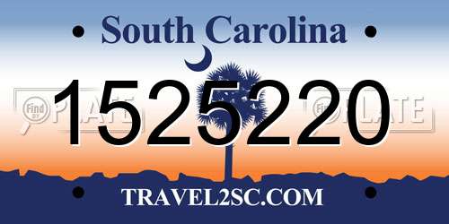1525220 South Carolina License Plate