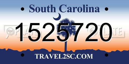 1525720 South Carolina License Plate