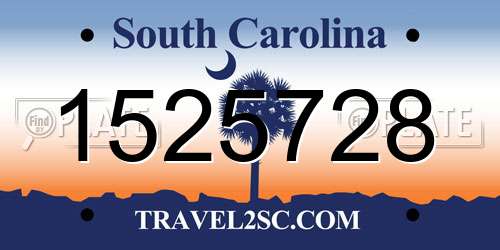 1525728 South Carolina License Plate