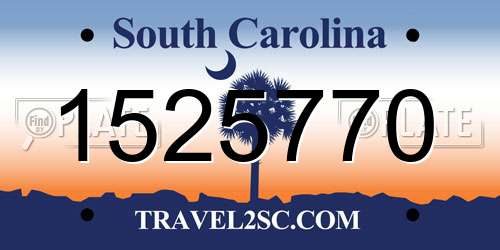 1525770 South Carolina License Plate