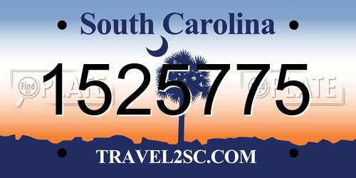 1525775 South Carolina License Plate