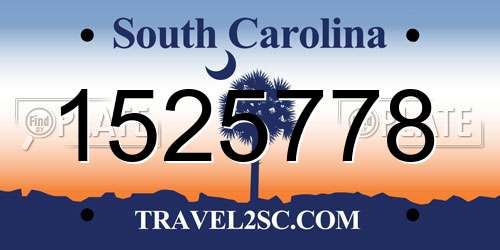 1525778 South Carolina License Plate