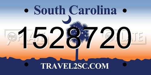 1528720 South Carolina License Plate