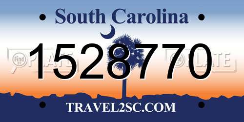 1528770 South Carolina License Plate
