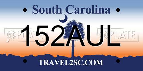 152AUL South Carolina License Plate