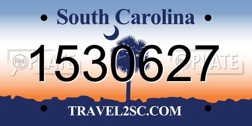 1530627 South Carolina License Plate