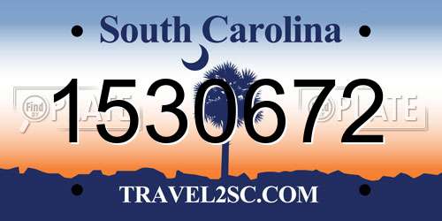 1530672 South Carolina License Plate
