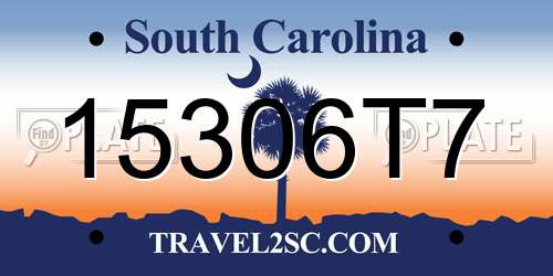 15306T7 South Carolina License Plate