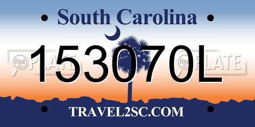 153070L South Carolina License Plate