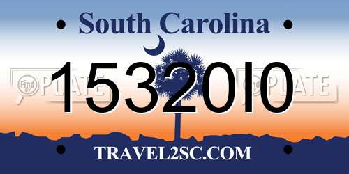 15320I0 South Carolina License Plate