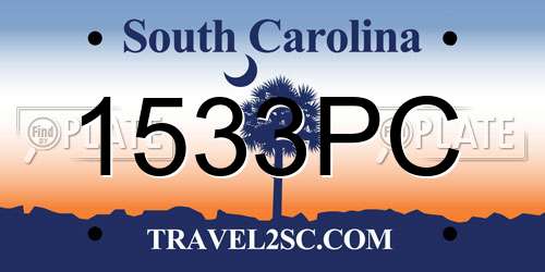 1533PC South Carolina License Plate