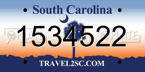 1534522 South Carolina License Plate