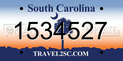1534527 South Carolina License Plate