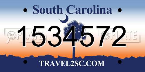 1534572 South Carolina License Plate
