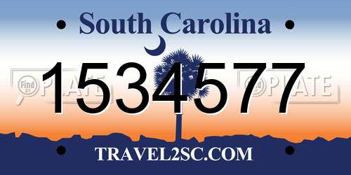 1534577 South Carolina License Plate