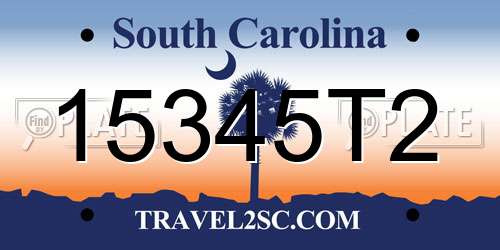 15345T2 South Carolina License Plate