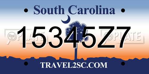 15345Z7 South Carolina License Plate