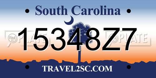15348Z7 South Carolina License Plate