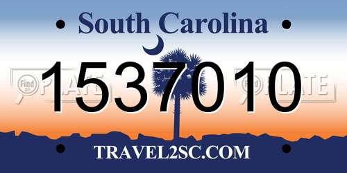 1537010 South Carolina License Plate
