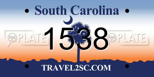 1538 South Carolina License Plate