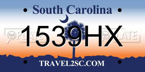 1539HX South Carolina License Plate