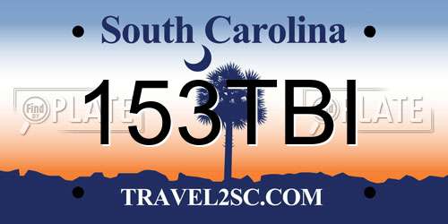 153TBI South Carolina License Plate