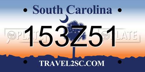 153Z51 South Carolina License Plate