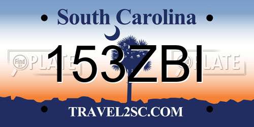 153ZBI South Carolina License Plate