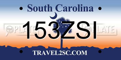153ZSI South Carolina License Plate