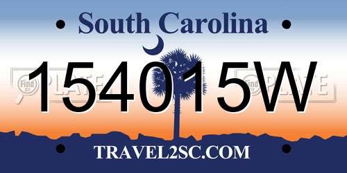 154015W South Carolina License Plate
